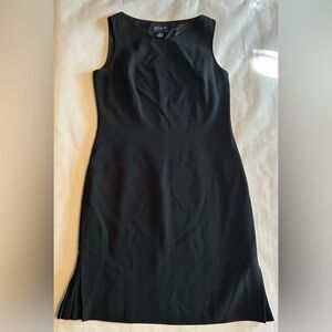 Ann Taylor Petite Black Sleeveless Sheath Dress, Pleated Bottom On Sides Size10P